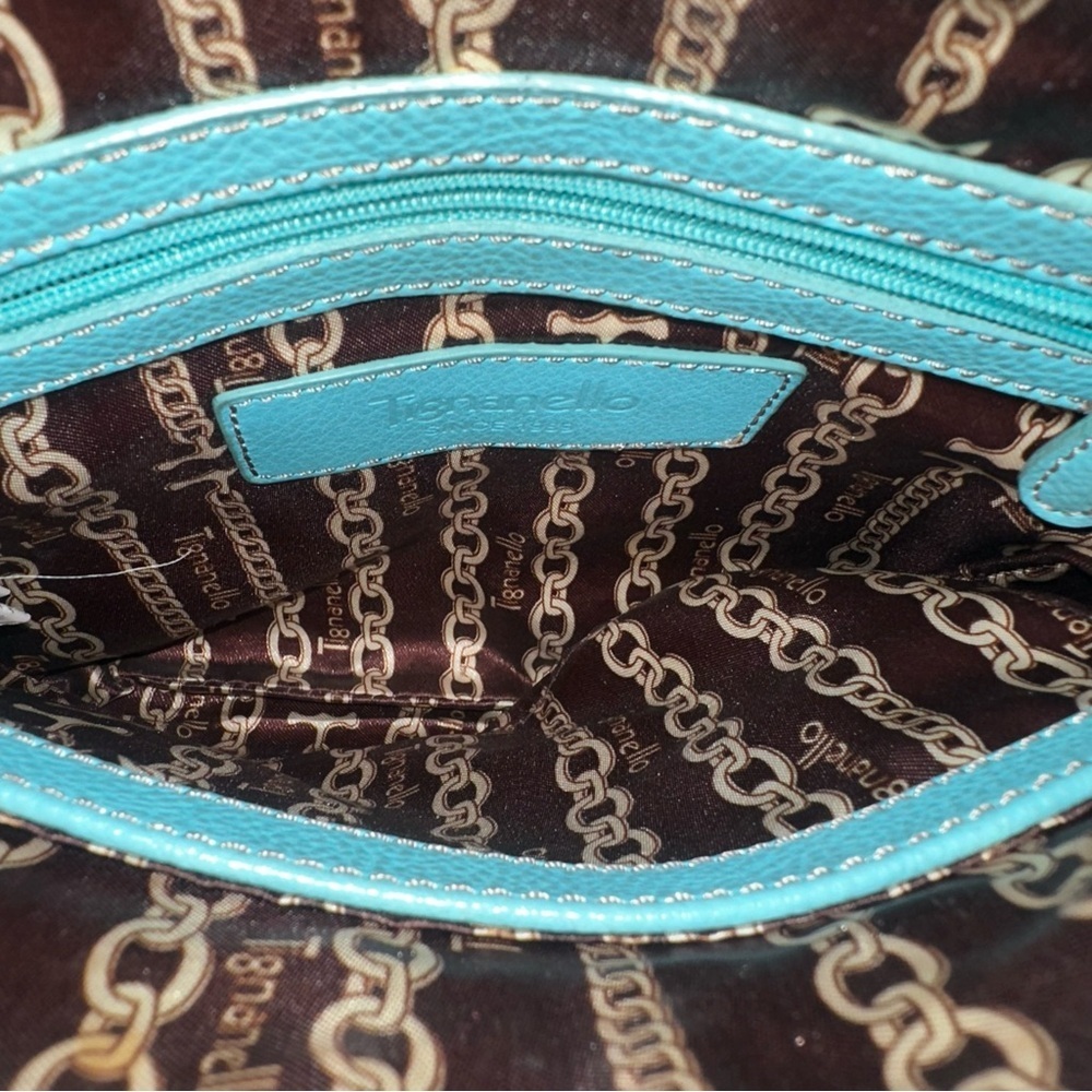 Tignanello Pebble Leather Teal Crossbody Bag Like New - Picture 4 of 4